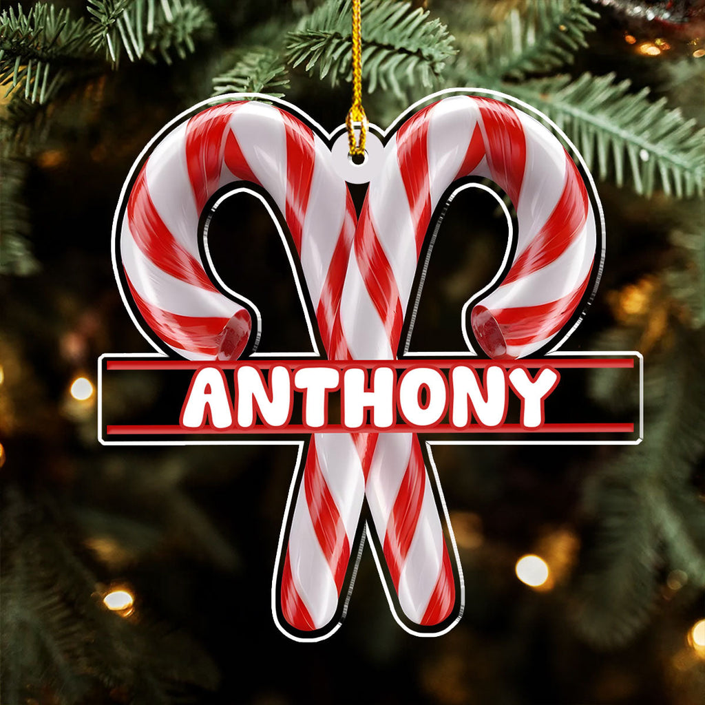 Custom Family Ornament, Christmas Gift for Family Members •  Candy Cane - Personalized Acrylic Ornament