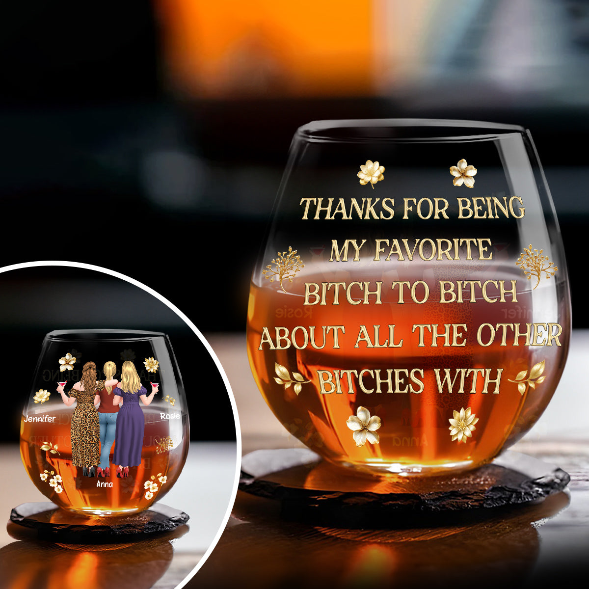 Bitch To Bitch - Personalized Wine Glass