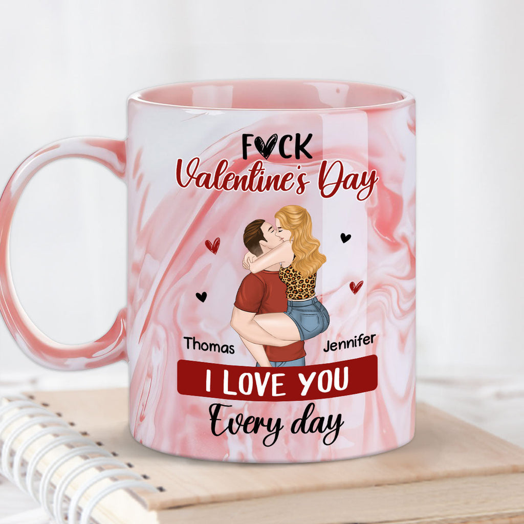 Custom Anniversary Keepsake Gifts For Couple • I Love You Every Day - Personalized Pink Marble Mug