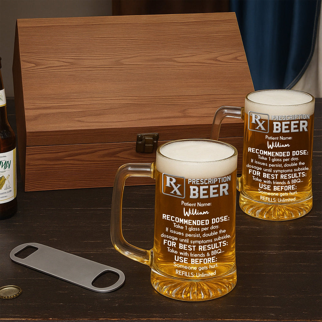 Double Dose If Needed - Personalized Beer Glass With Handle