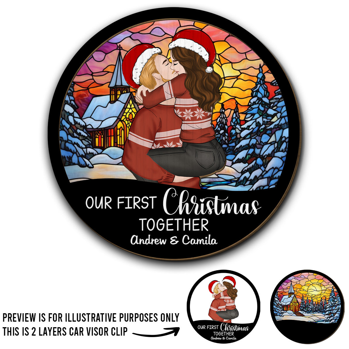 Our First Christmas Together - Personalized Car Visor Clip