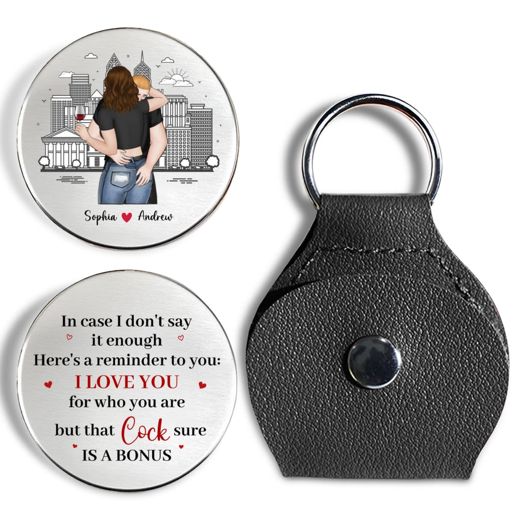 Custom Coin Keychain for Husband, Couple Anniversary Valentine's Day Gifts • Here Is A Reminder To You - Personalized Pocket Hug