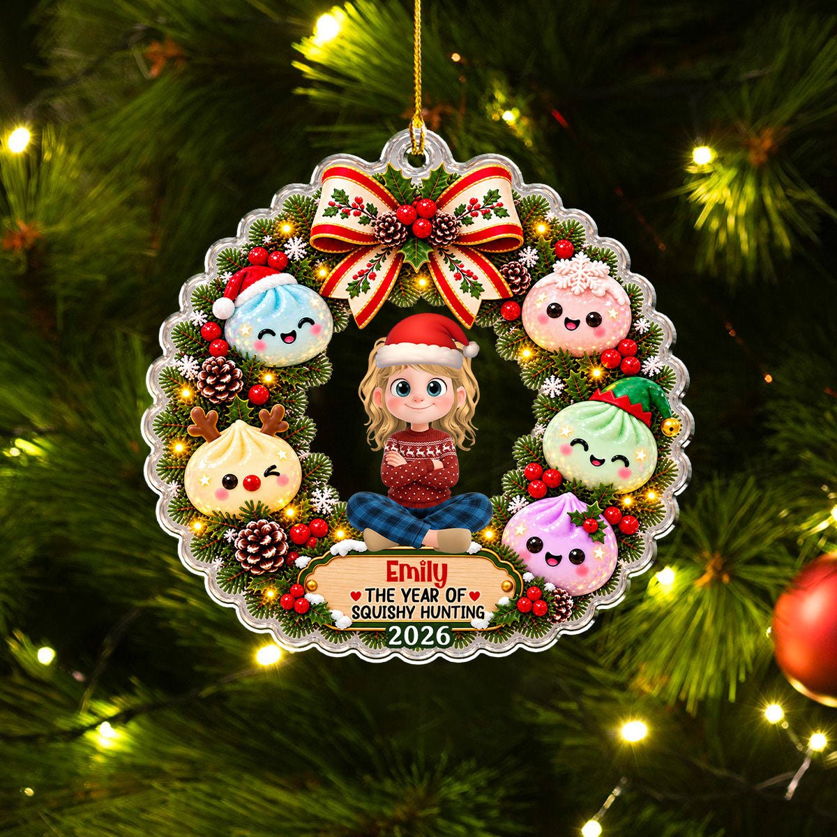 Custom Family Ornament, Christmas Gift for Family Members •  Cute Dumpling For Christmas - Personalized Acrylic Ornament