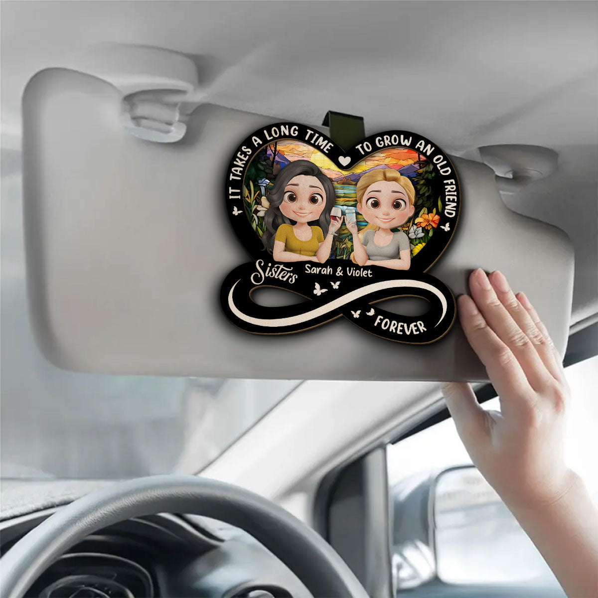 It Takes A Long Time Cartoonize - Personalized Car Visor Clip