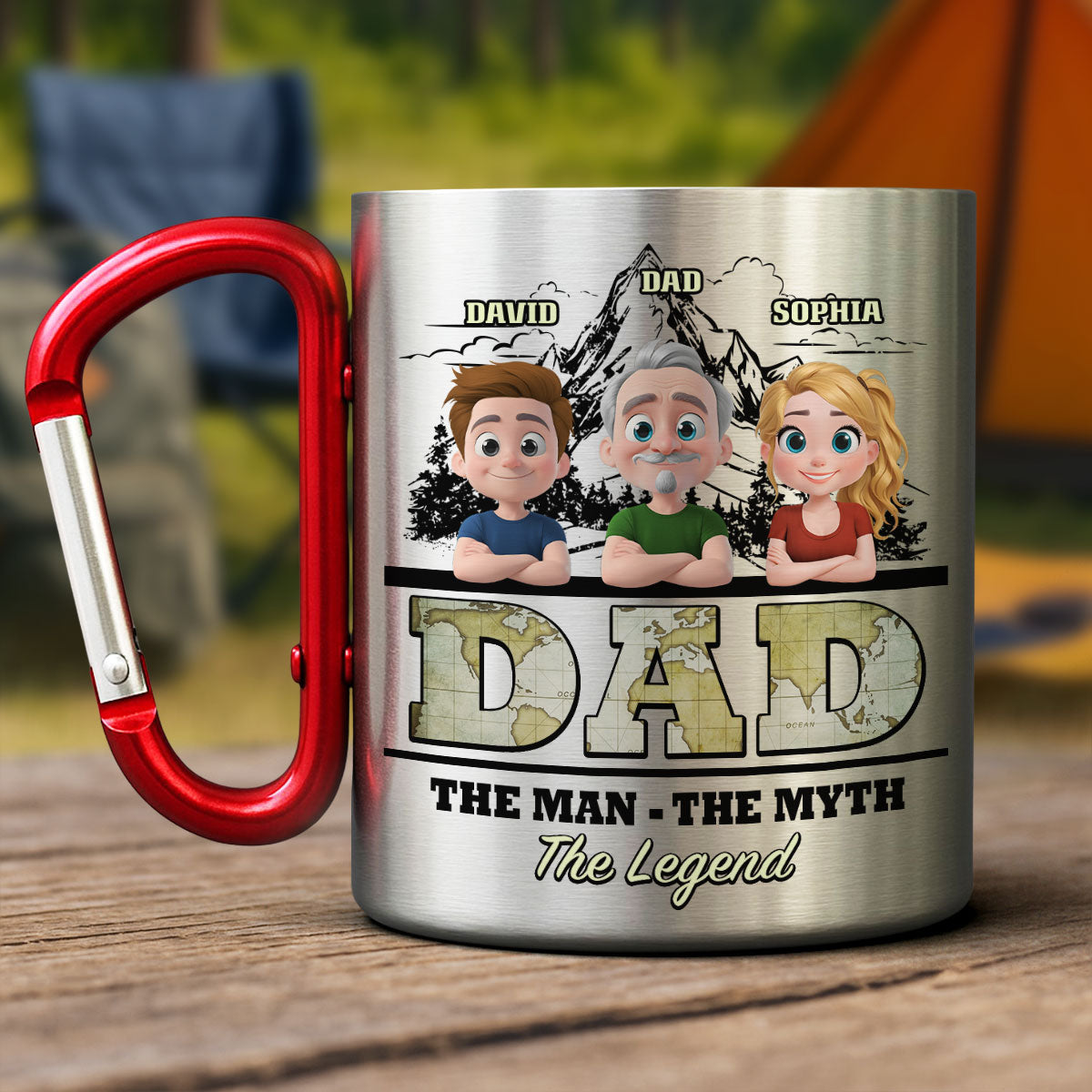 Custom Father's Day, Special Gift for Dad & Grandpa • The Man The Myth The Legend - Personalized Carabiner Mug