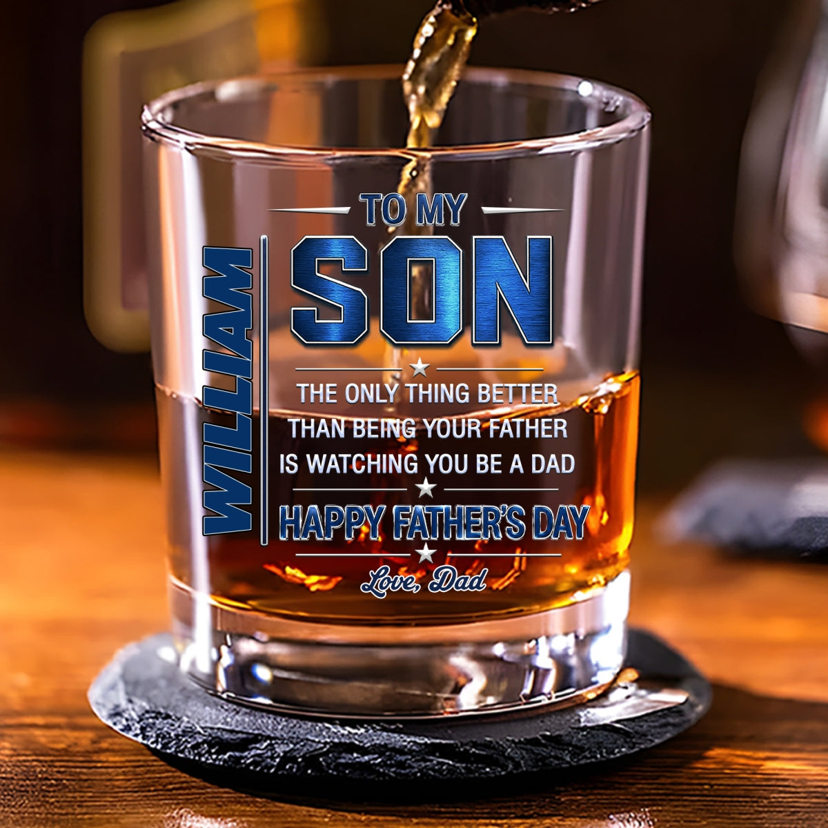 Watching You Being A Dad - Personalized Whiskey Glass