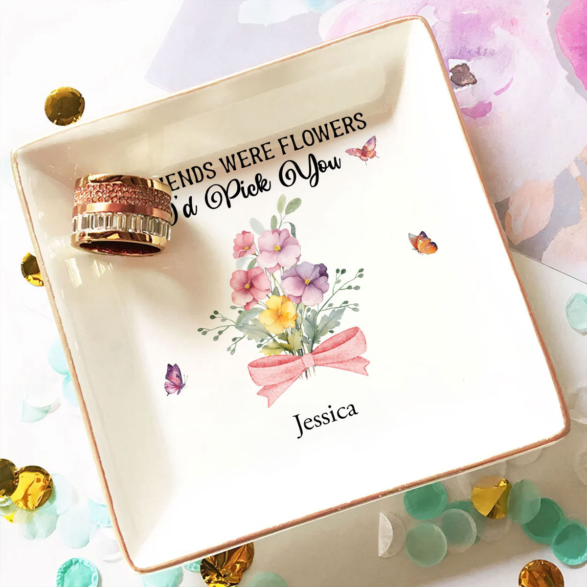 Custom Bestie Trinket Dish, Birthday Christmas Gift For Best Friend • My Best Friend Forever - Personalized Jewelry Dish
