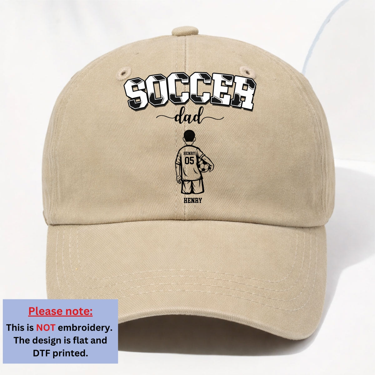 Custom Father's Day Christmas Birthday Gifts for Dad • Soccer Dad Grandpa - Personalized Vintage Washed Denim Cap