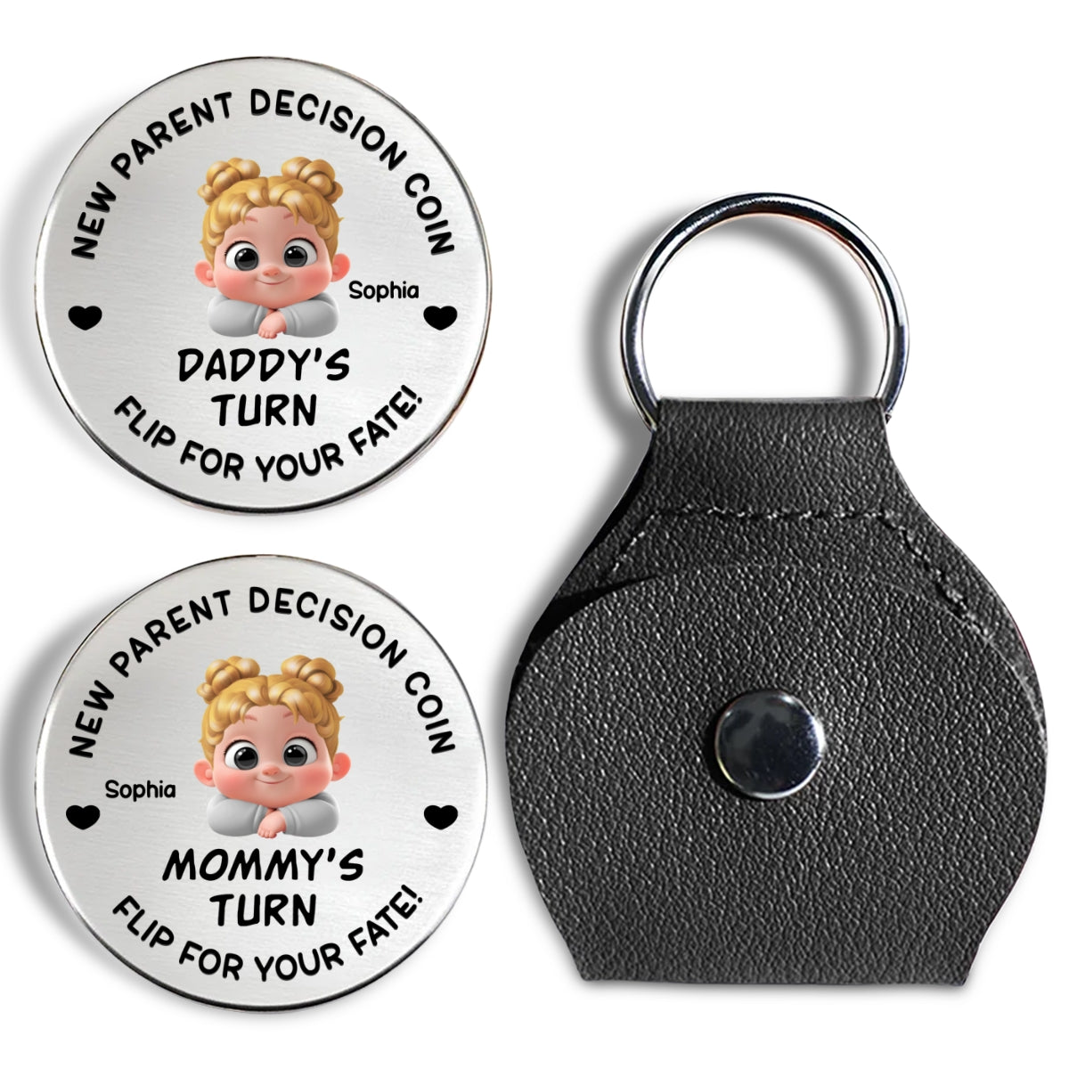 Custom Coin Keychain for Wife, Couple Anniversary Valentine's Day Gifts • New Dad Mom Decision Coin - Personalized Pocket Hug