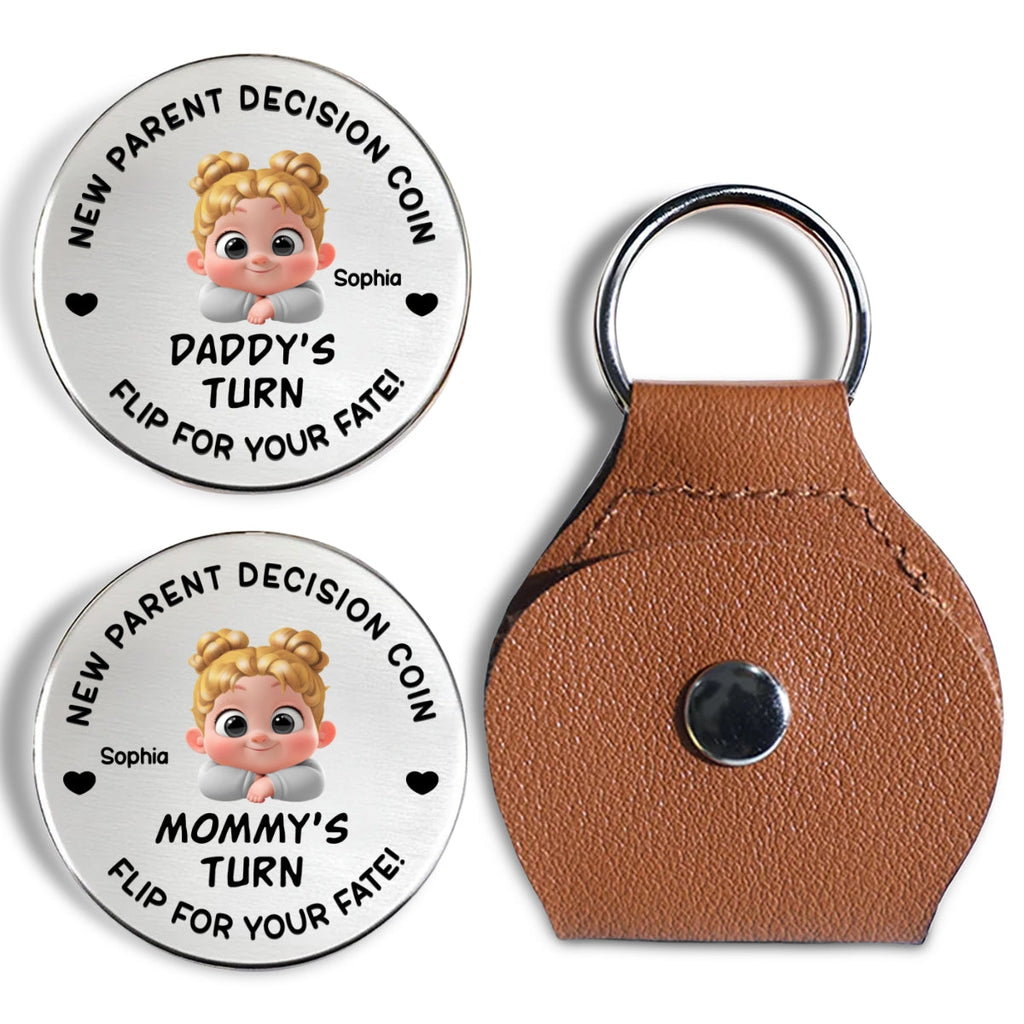 Custom Coin Keychain for Wife, Couple Anniversary Valentine's Day Gifts • New Dad Mom Decision Coin - Personalized Pocket Hug
