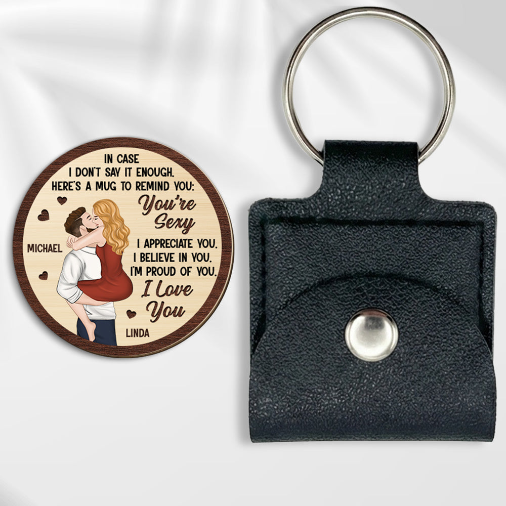 Custom Coin Keychain for Husband, Couple Anniversary Valentine's Day Gifts • You Are Sexy I Appreciate You - Personalized Wooden Pocket Hug