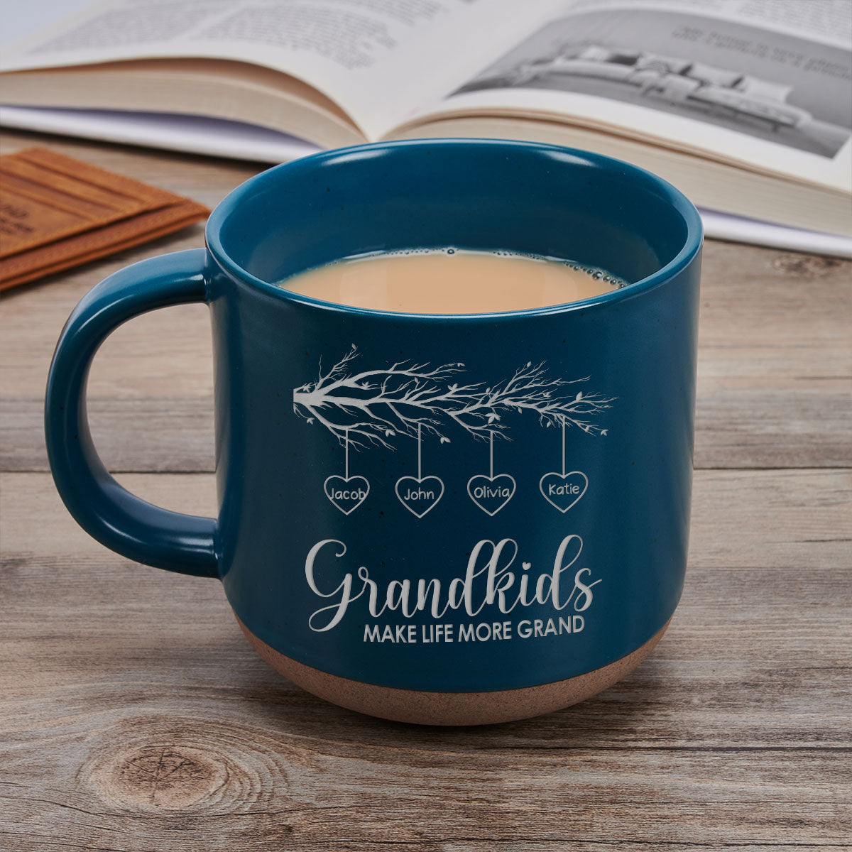 Custom Christmas & Birthday Gift For Grandma • Grandkids Make Life More Grand - Personalized Engraved Pottery Mug