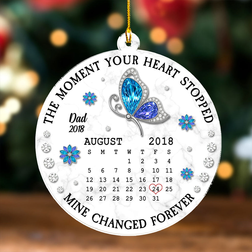 Custom Memorial Christmas Ornament, Sympathy Keepsake •  The Moment Your Heart Stopped Memorial - Personalized 3D Effect Acrylic Ornament