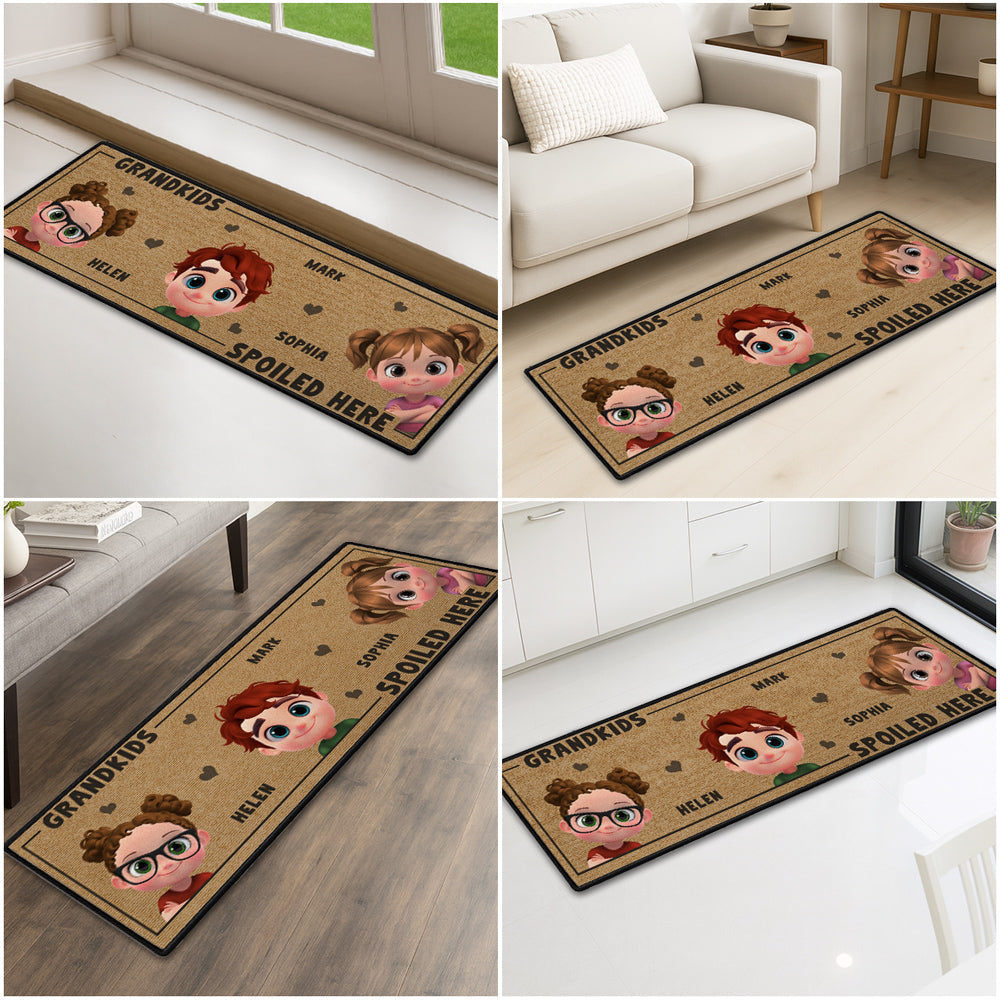 Custom Family Name Rug, Housewarming Birthday Gift For Grandma Grandparents • Life Is Better With Grandkids - Personalized Runner Rug