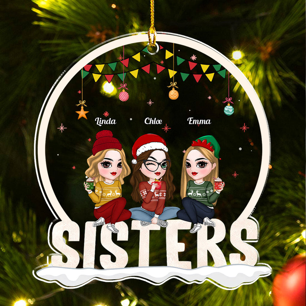Custom Friendship Christmas Ornament, Best Friend Gift •  Forever Bonded Sisters - Personalized Acrylic Ornament