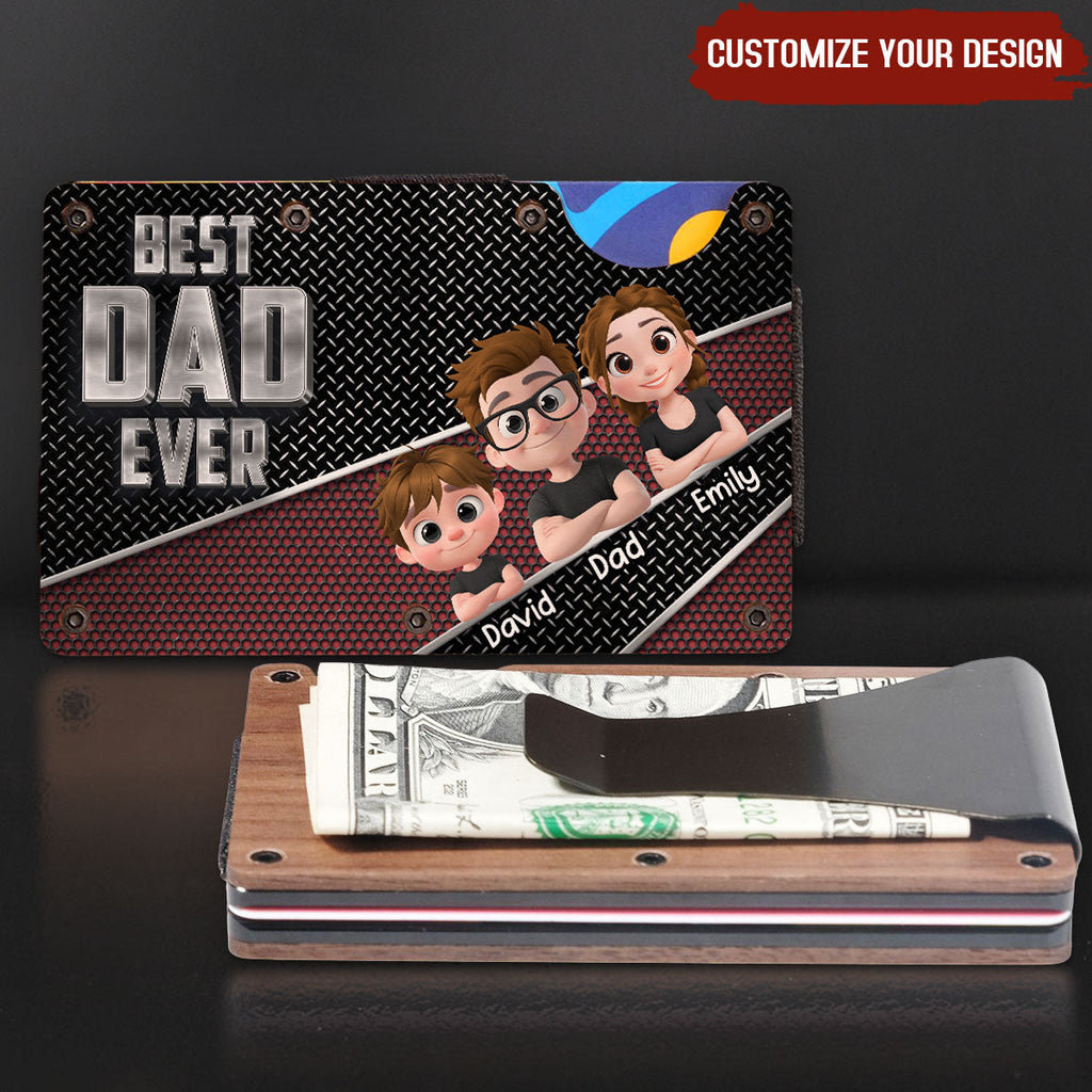 Best Daddy Ever - Personalized Wooden Card Holder