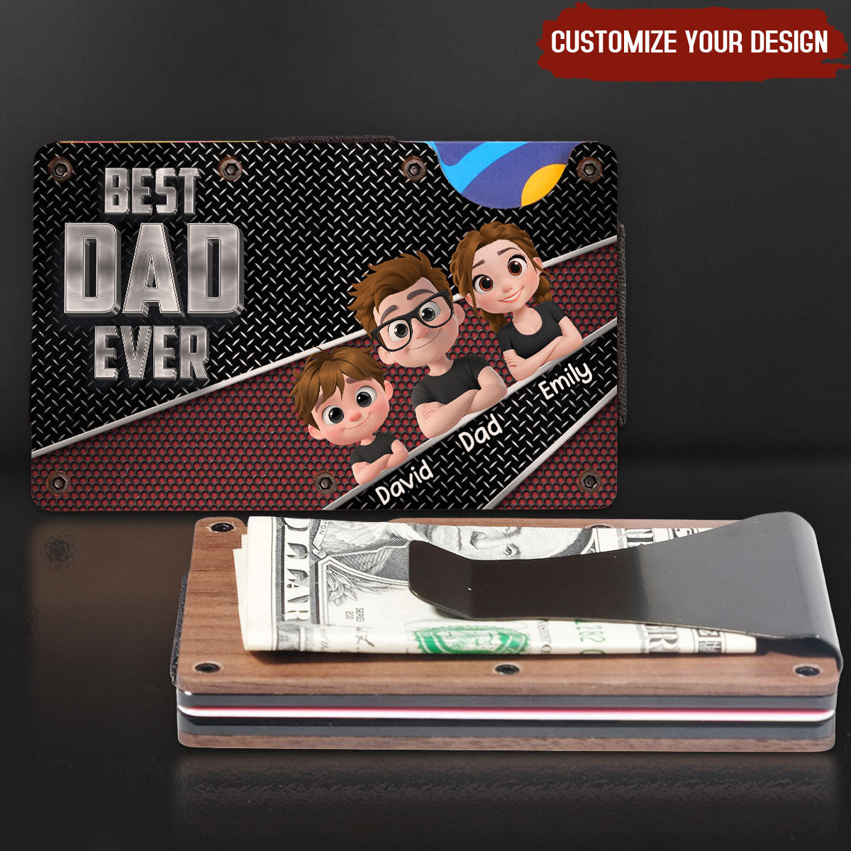 Best Daddy Ever - Personalized Wooden Card Holder