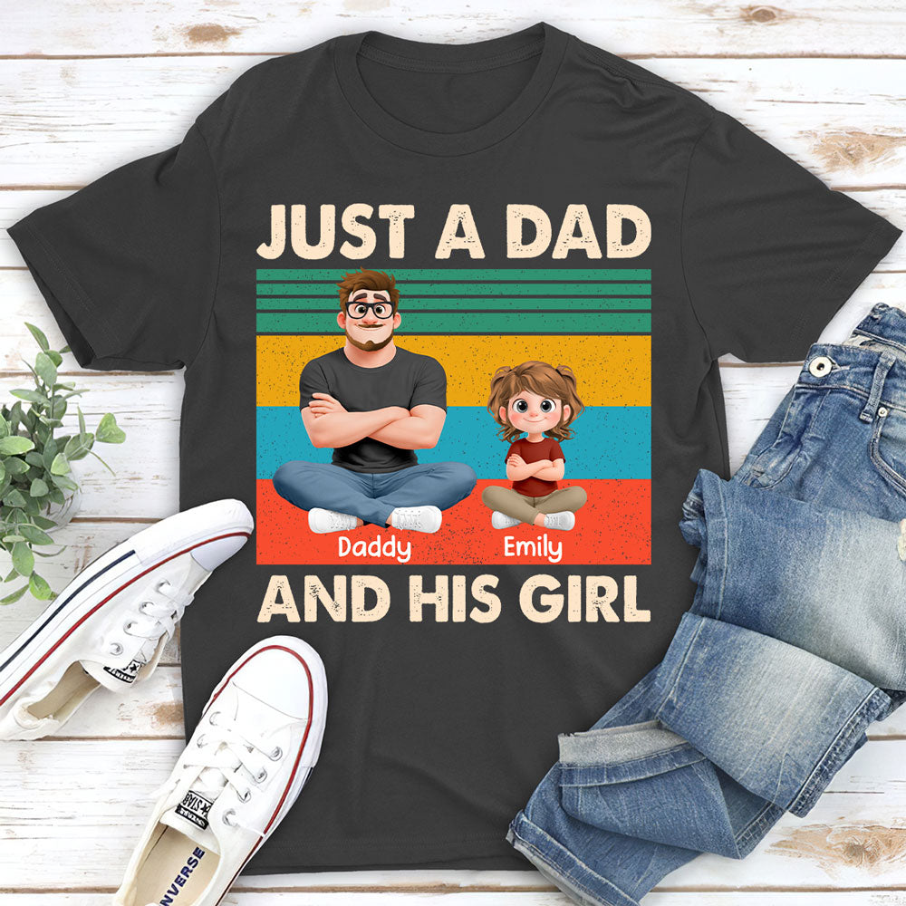 Custom Father's Day, Special Gift for Dad & Grandpa • Just A Dad And His Kid Cartoon - Personalized Shirt