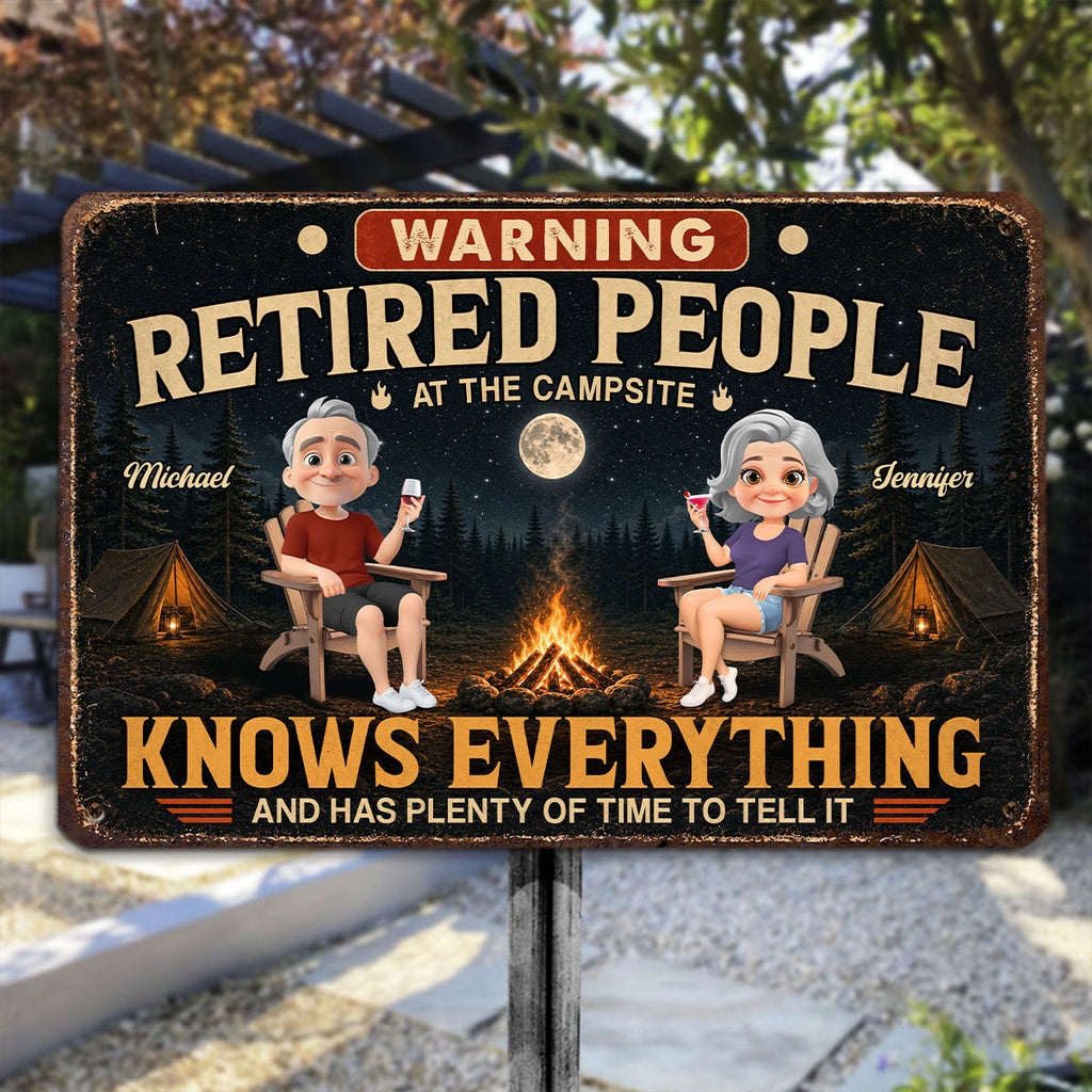 Custom Family Campground Sign, Campsite Outdoor Wall Decor • Our Retirement Life - Personalized Metal Sign