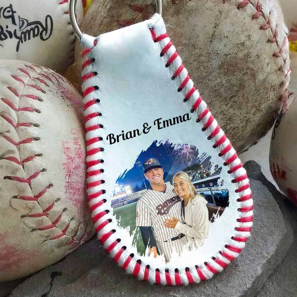 Best Catch - Personalized Leather Baseball Keychain