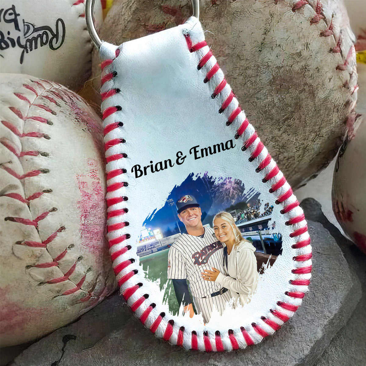 Best Catch - Personalized Leather Baseball Keychain