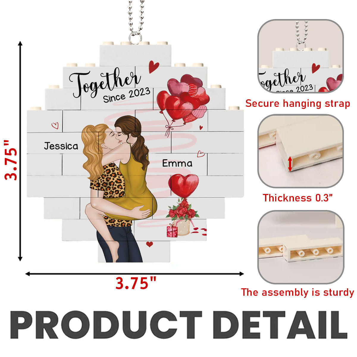 Love Is Love - Personalized Puzzle Car Ornament
