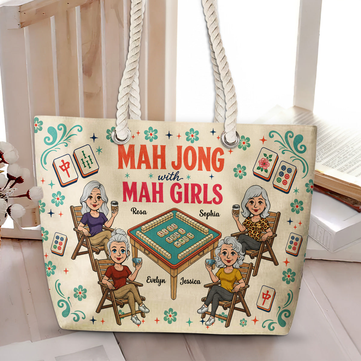 Lucky Tiles Lucky Life Always - Personalized Beach Bag
