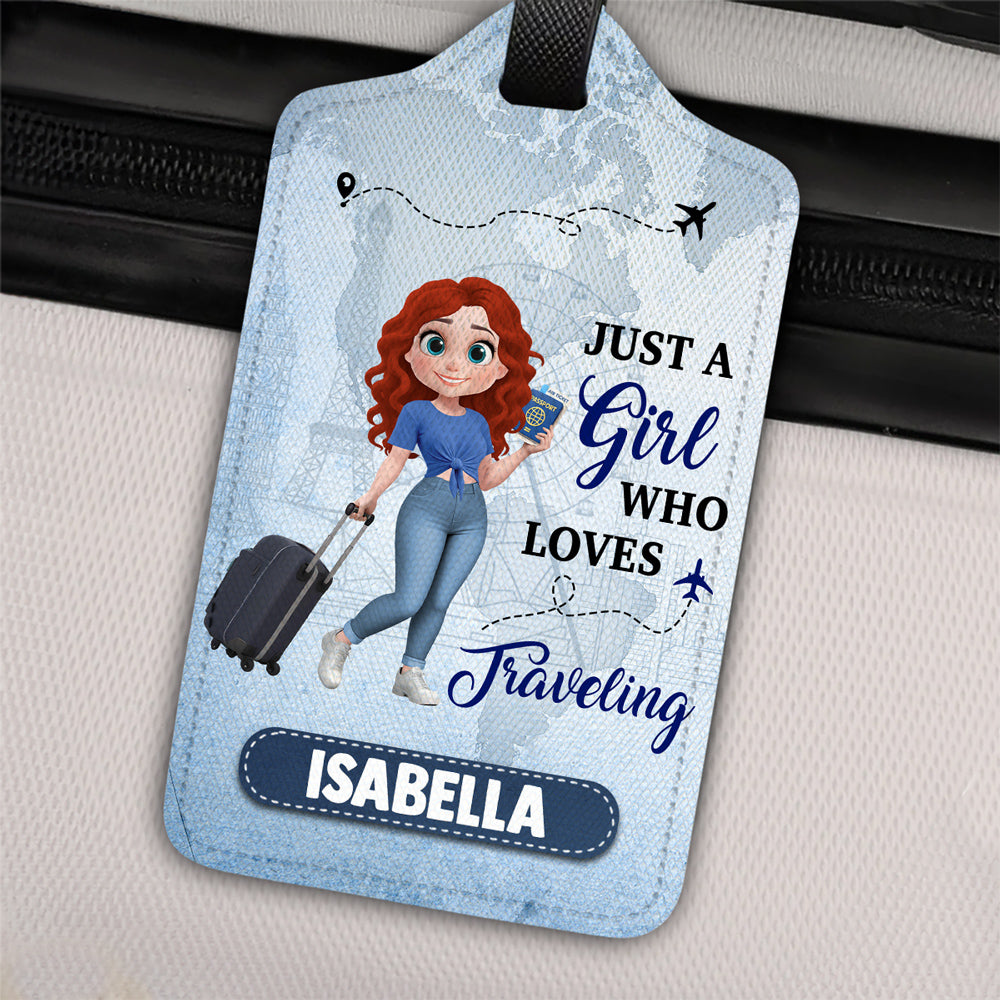 Just A Girl Who Loves Traveling Cartoonize - Personalized Luggage Tag