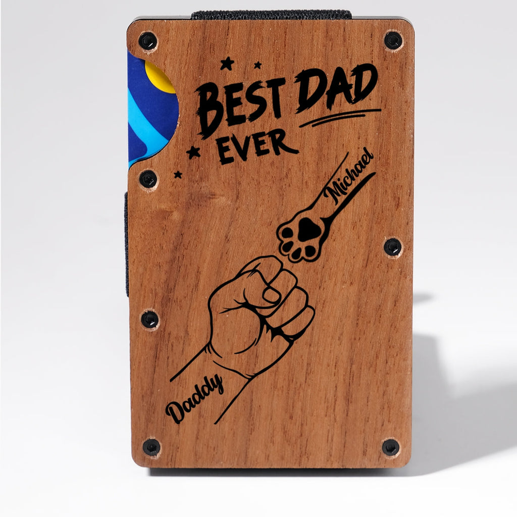 The Best Dad Ever - Personalized Engraved Wooden Card Holder