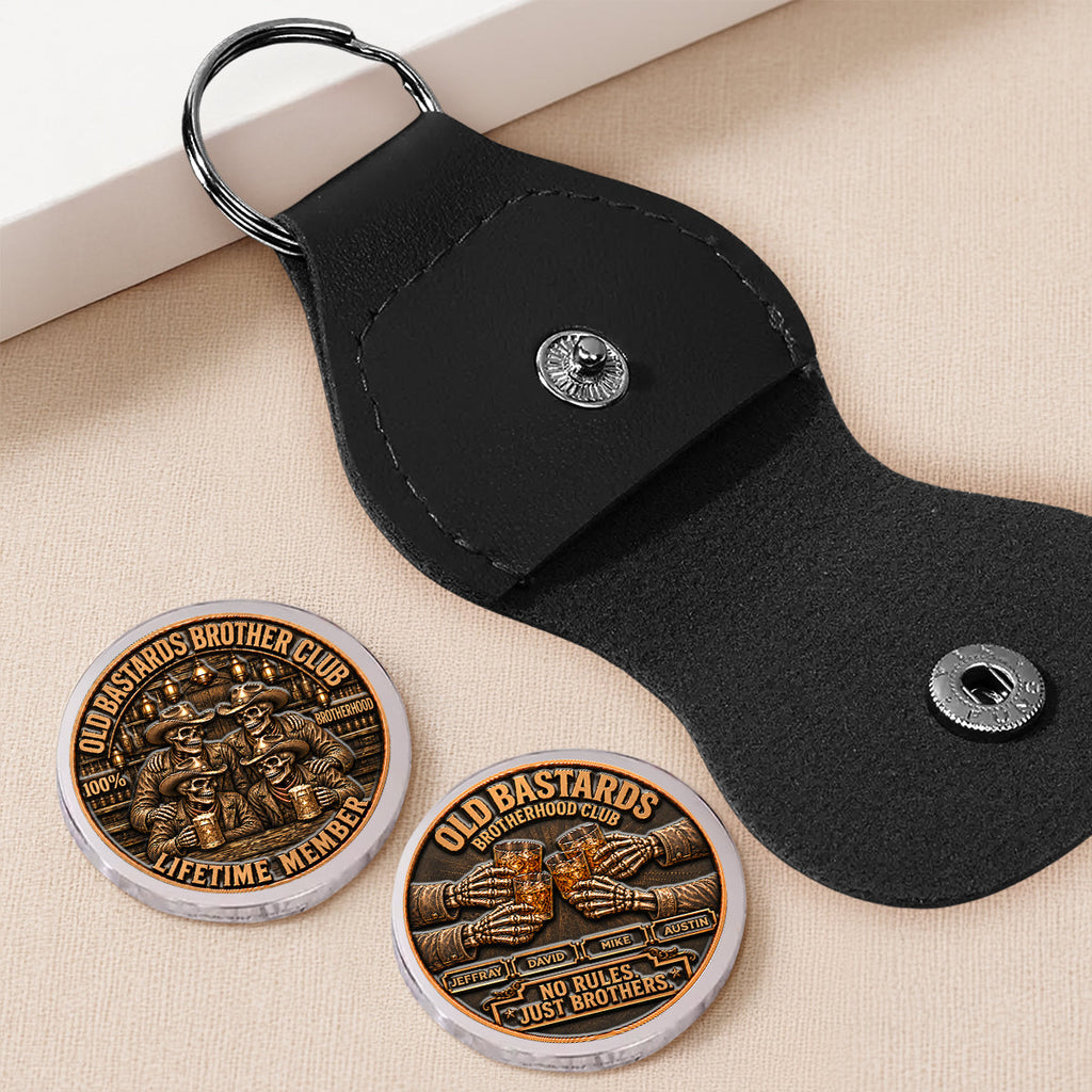 Custom Brotherhood Coin Keychain, Friendship Birthday Gifts • Brotherhood Never Goes Out Style - Personalized 3D Printing Pocket Hug