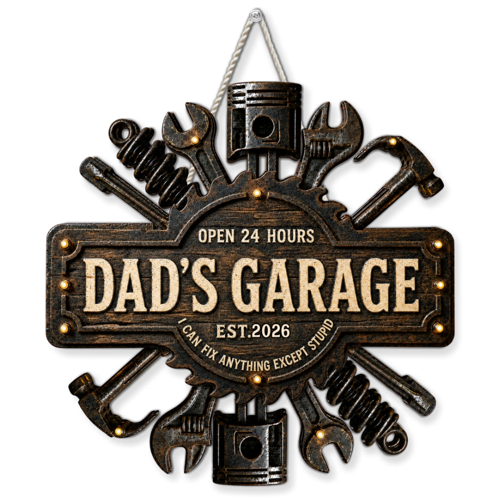 Custom Home & Wall Decor, Birthday & Christmas Gift • Dad Garage - Personalized Wood Sign