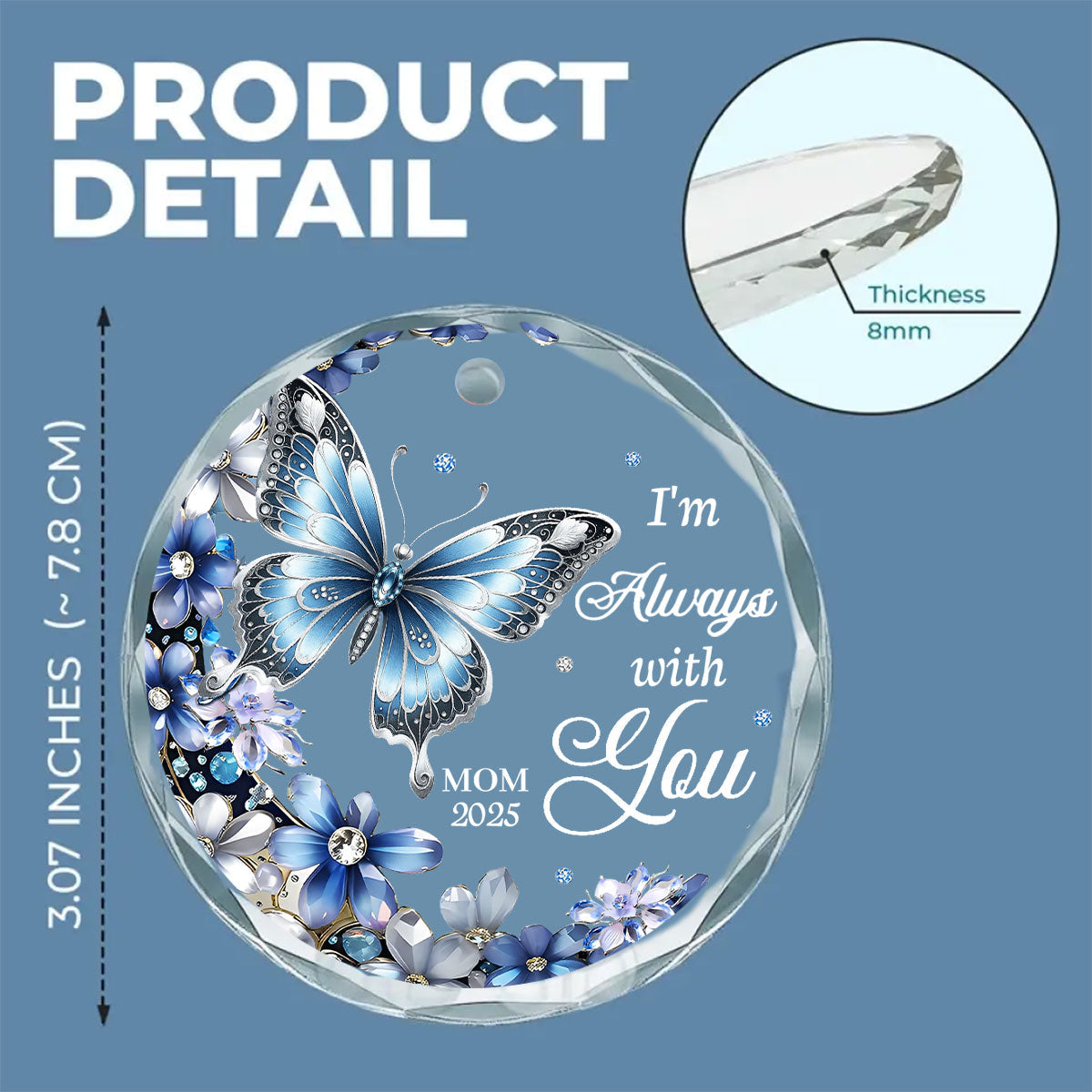 Custom Memorial Christmas Ornament, Sympathy Keepsake •  Im Always With You - Personalized Glass Ornament