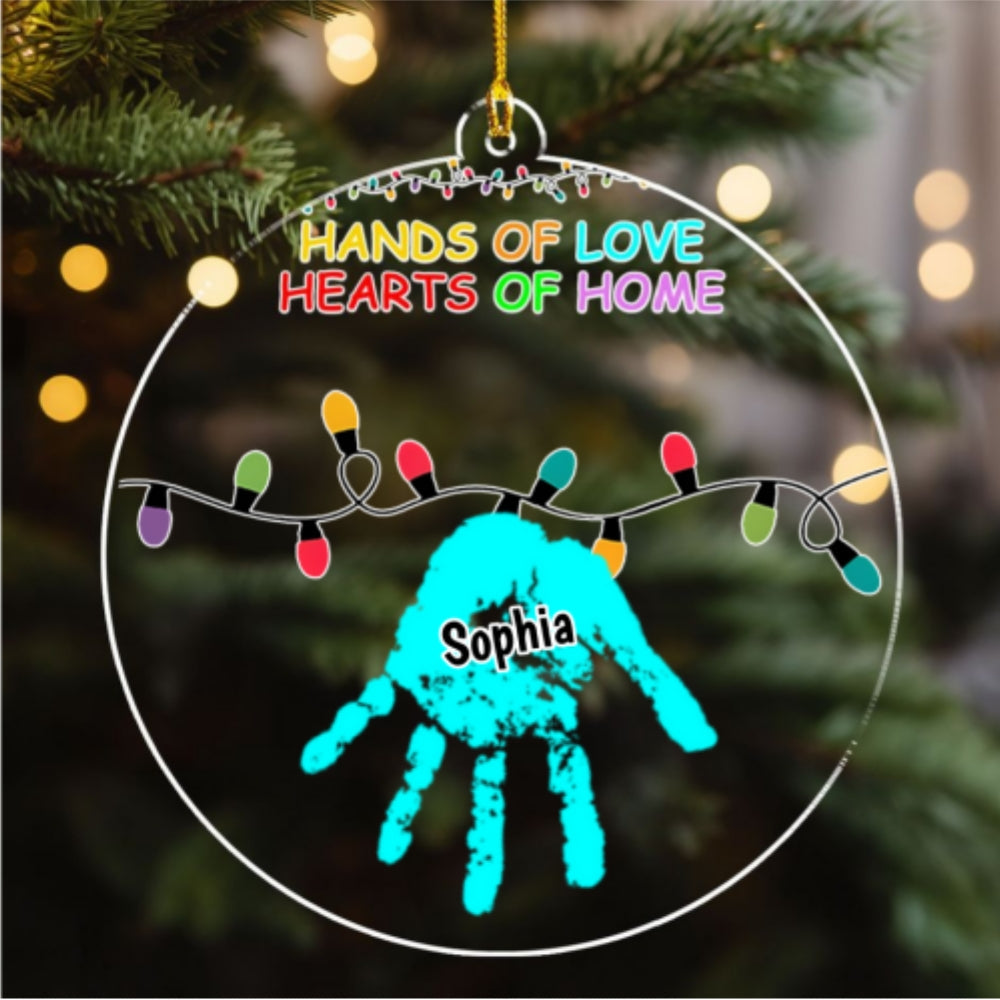 Custom Family Ornament, Christmas Gift for Family Members •  Hands Of Love - Personalized Acrylic Ornament