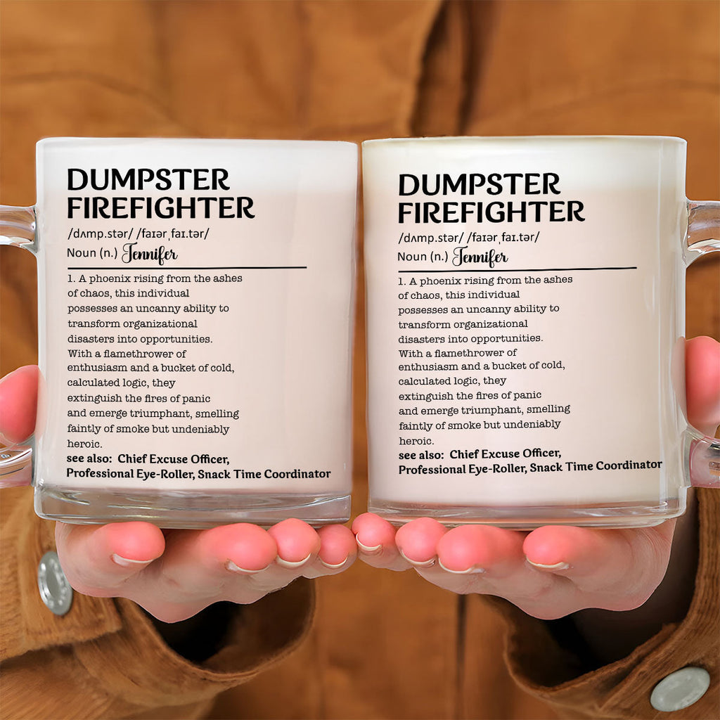 Custom Christmas & Birthday Keepsake Gift • Dumpster Firefighter- Personalized Glass Mug