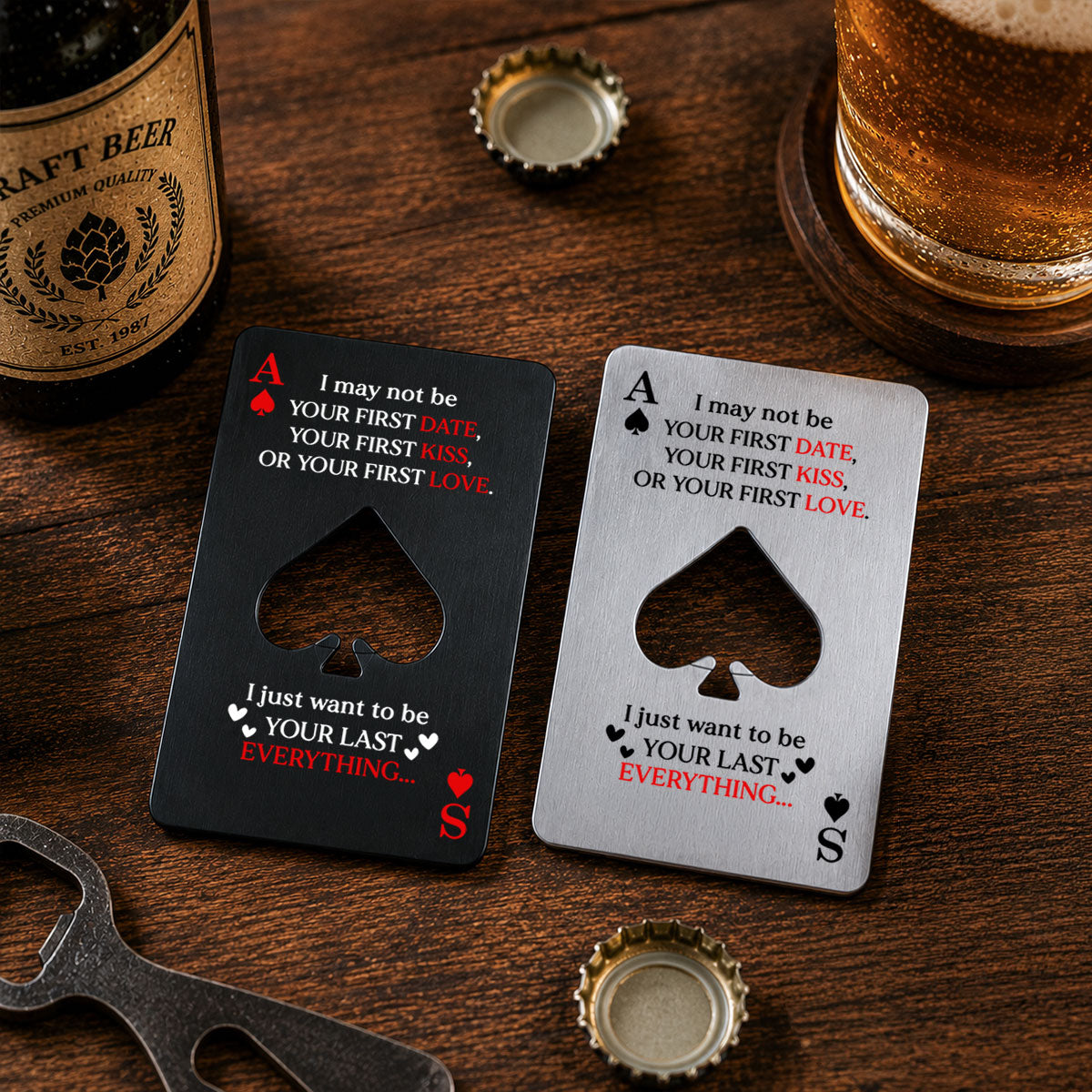 King & Queen Couple - Personalized Ace Of Spades Bottle Opener