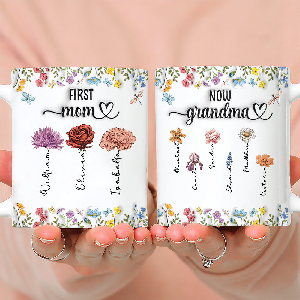Custom Christmas & Birthday Gift for Mom • First Mom Now Nana - Personalized 3D Inflated Effect Coffee Mug