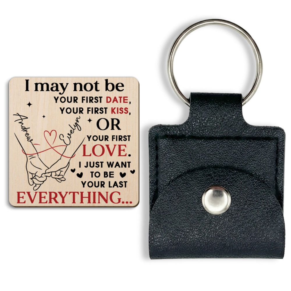 Custom Coin Keychain for Husband, Couple Anniversary Valentine's Day Gifts • Your Last Everything - Personalized Wooden Pocket Hug