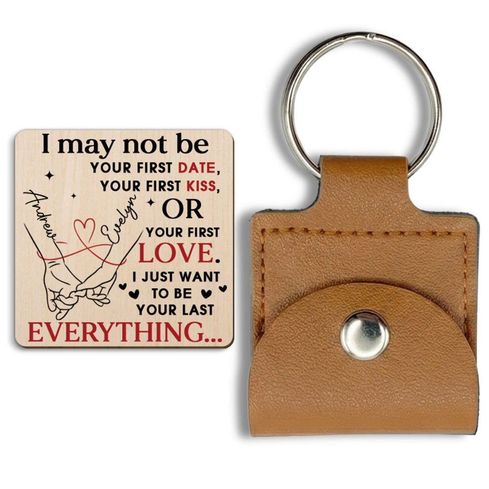Custom Coin Keychain for Husband, Couple Anniversary Valentine's Day Gifts • Your Last Everything - Personalized Wooden Pocket Hug