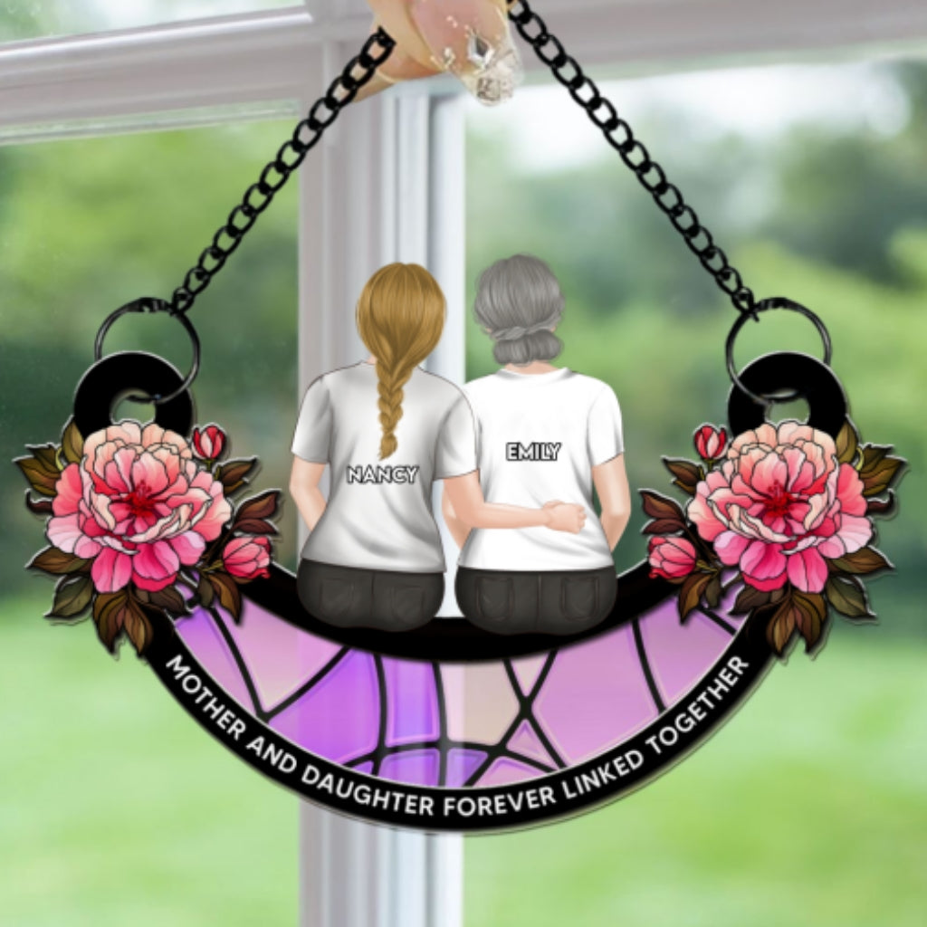 Custom Hanging Decor for Mom Daughter, Mother's Day Birthday Gifts • Mother And Daughters - Personalized Suncatcher