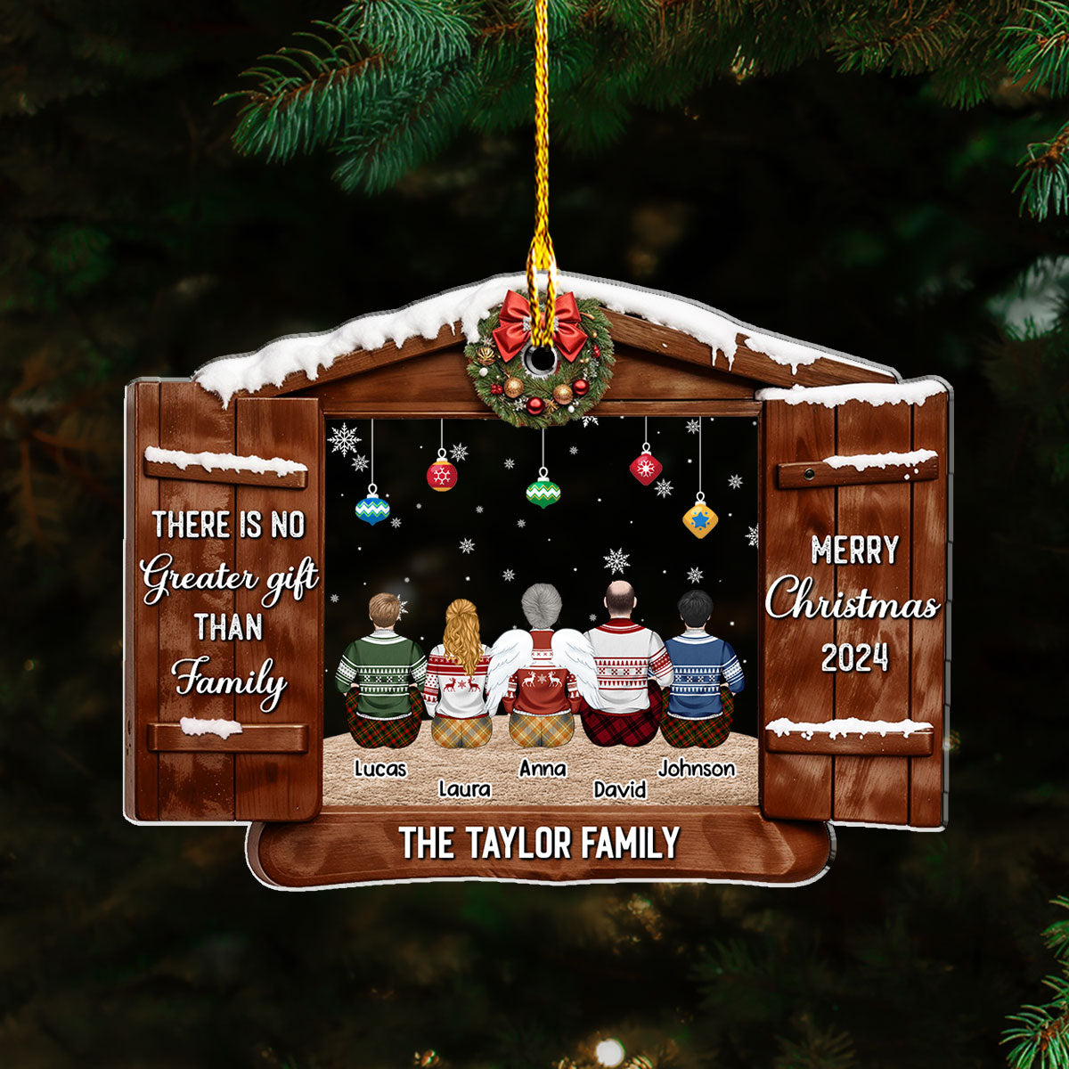 Custom Family Ornament, Christmas Gift for Family Members •  There Is No Greater Gift - Personalized Acrylic Ornament