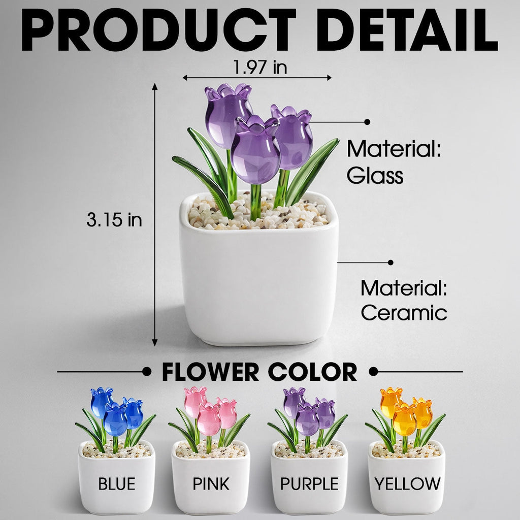 Custom Flower Keepsake, Glass Home Decor Gift for Grandma • Lovely Grandma Garden- Personalized Glass Everlasting Tulips