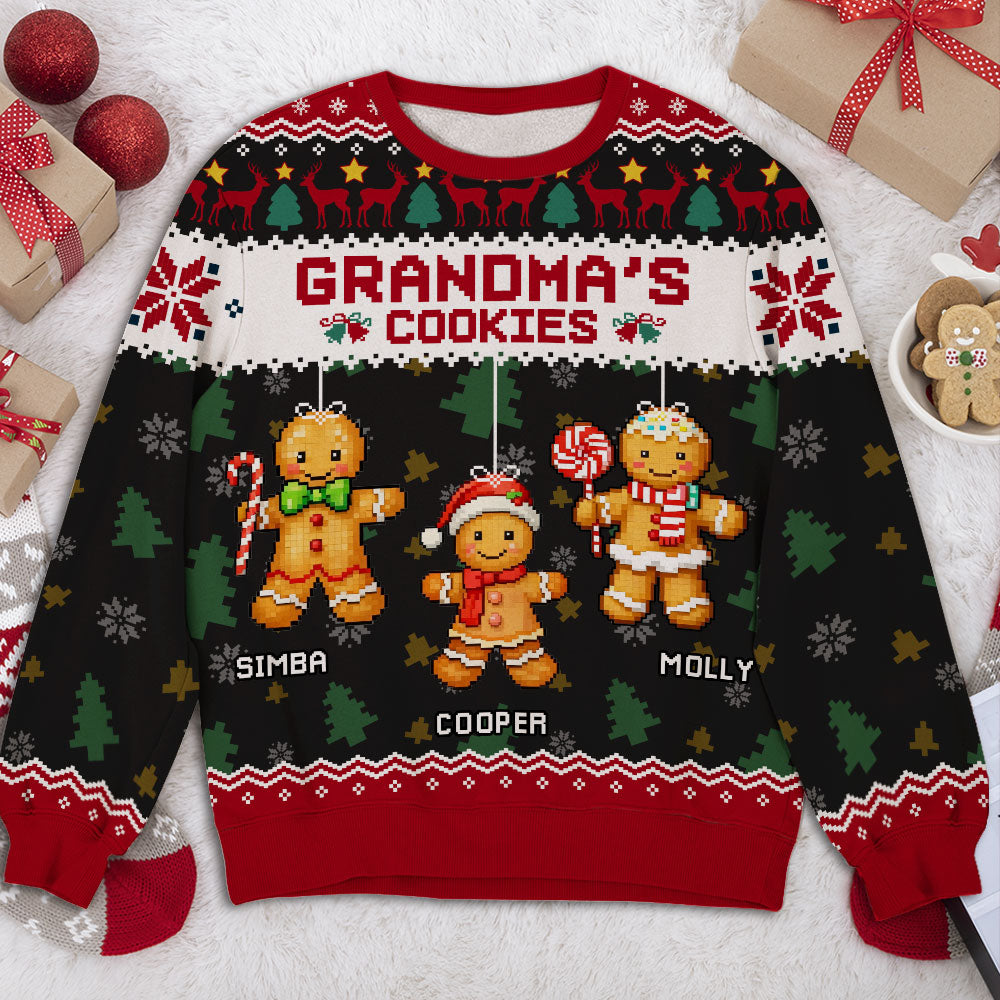 Custom Grandma Christmas Sweatshirt, Gift for Mothers • Grandma Cookies - Personalized All-Over-Print Sweatshirt