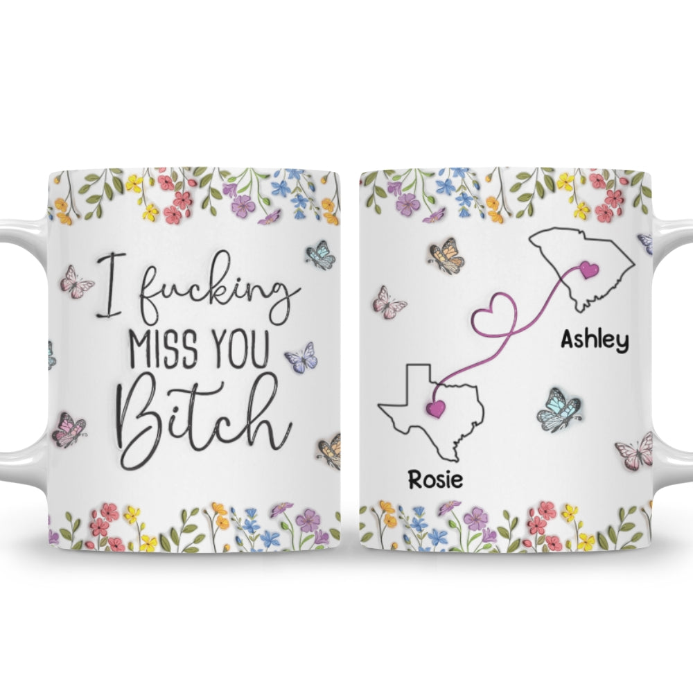 Custom Best Friend, Christmas & Birthday Friendship Keepsake Gift • I Miss You My Bestie - Personalized 3D Inflated Effect Mug
