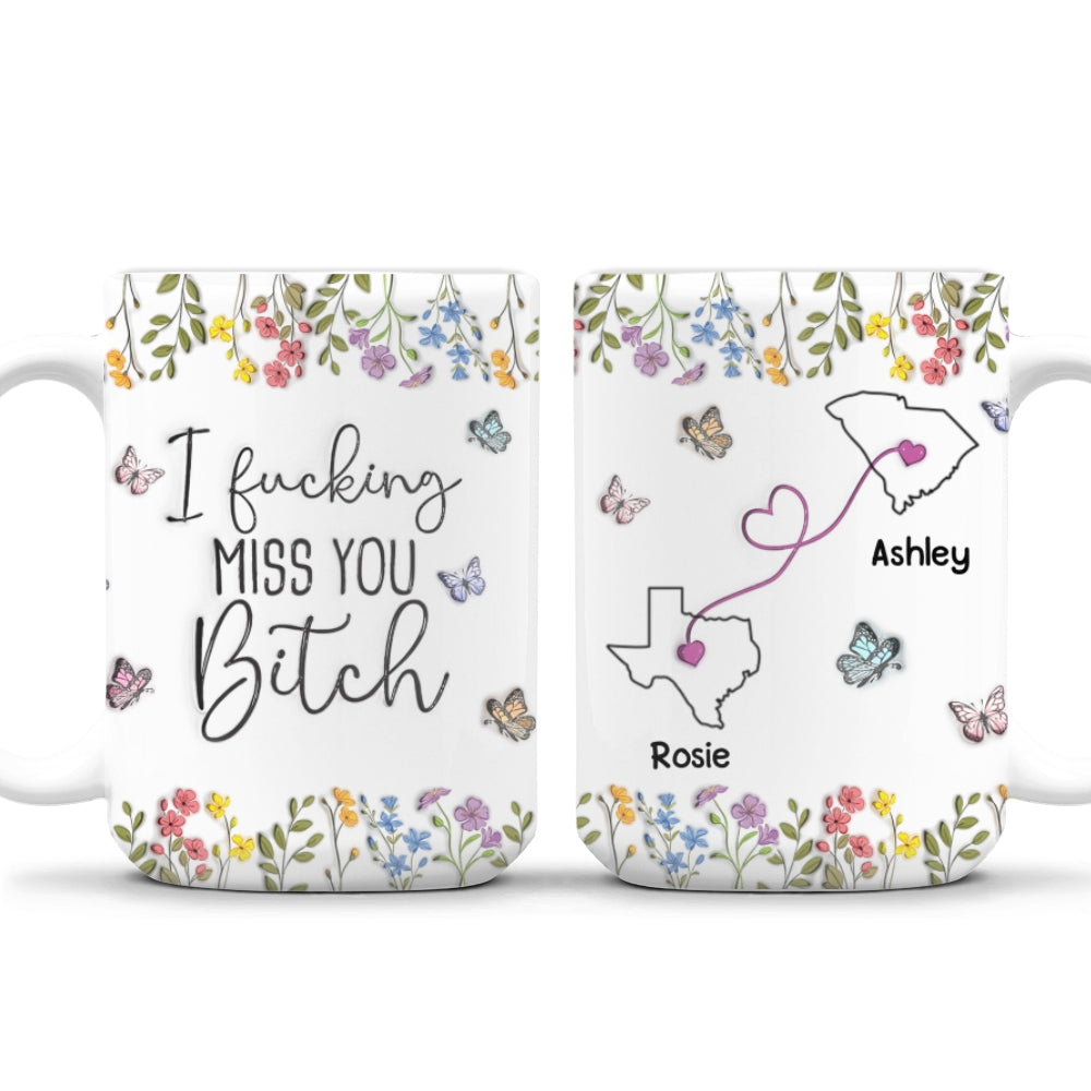 Custom Best Friend, Christmas & Birthday Friendship Keepsake Gift • I Miss You My Bestie - Personalized 3D Inflated Effect Mug
