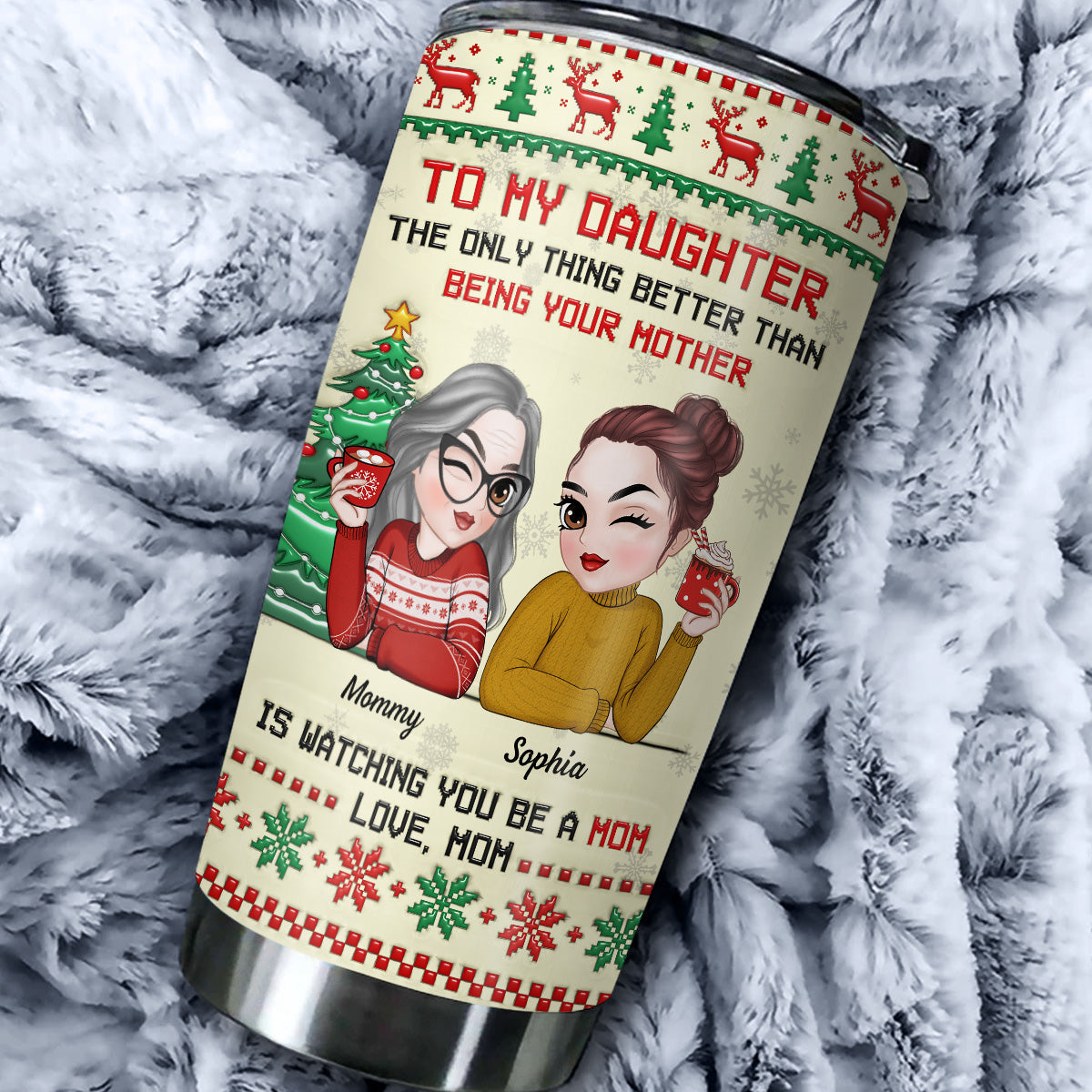Custom Christmas Birthday Gifts For Daughter • To My Daughter Merry Christmas - Personalized 3D Inflated Effect Tumbler