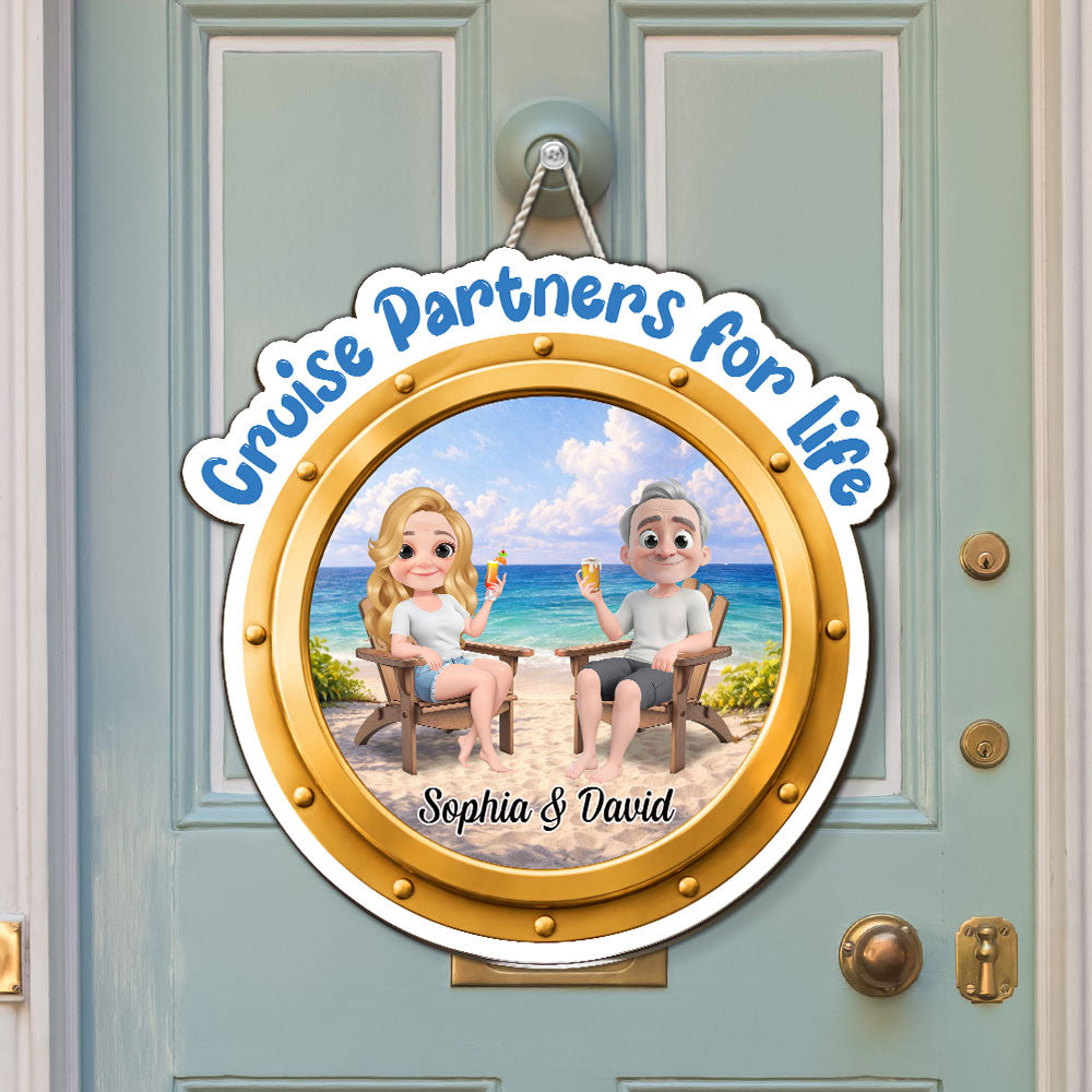 Custom Family Summer Backyard, Patio & Porch Decor • Cruise Partners For Life - Personalized Wood Sign