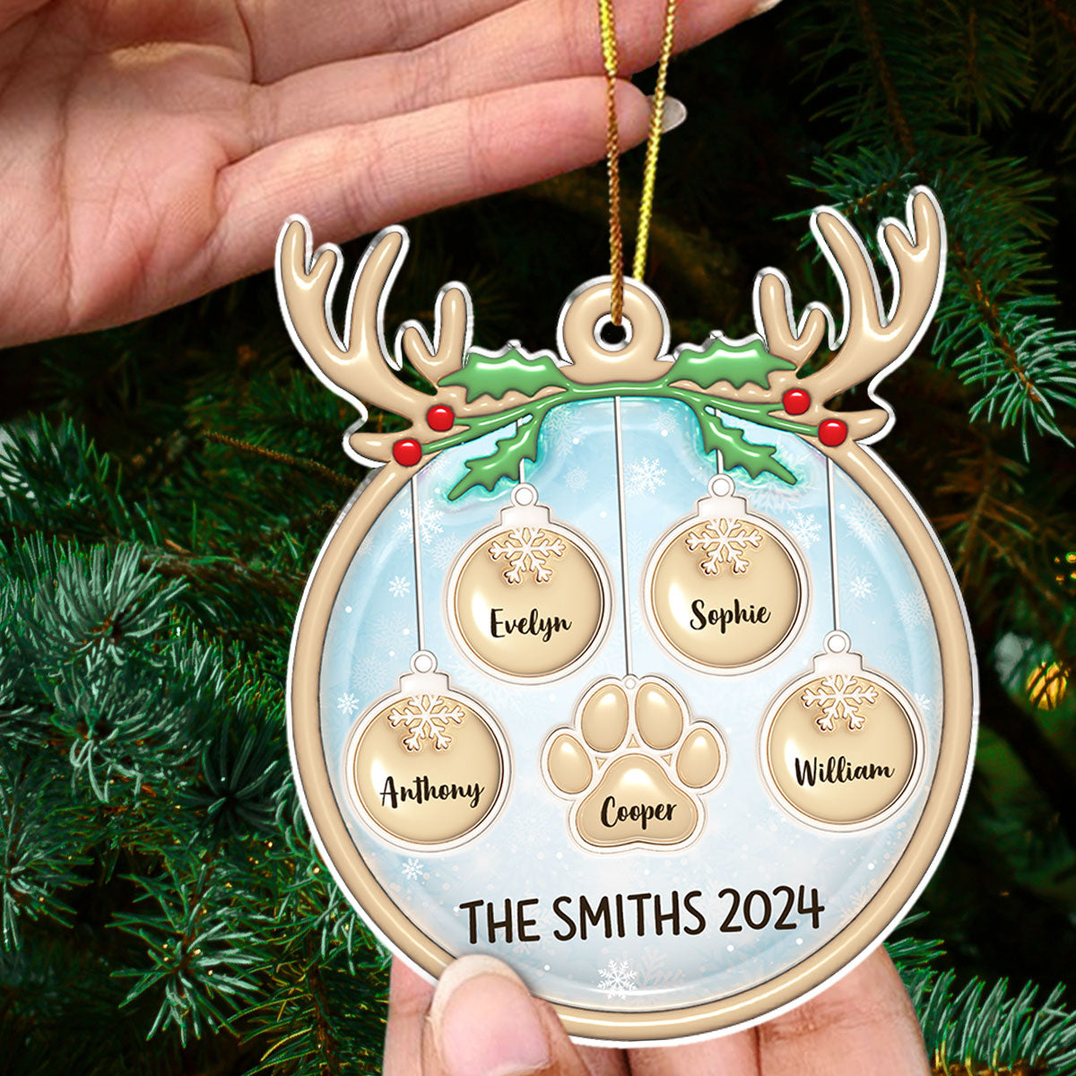 Custom Family Ornament, Christmas Gift for Family Members •  Family Charm - Personalized 3D Inflated Effect Acrylic Ornament