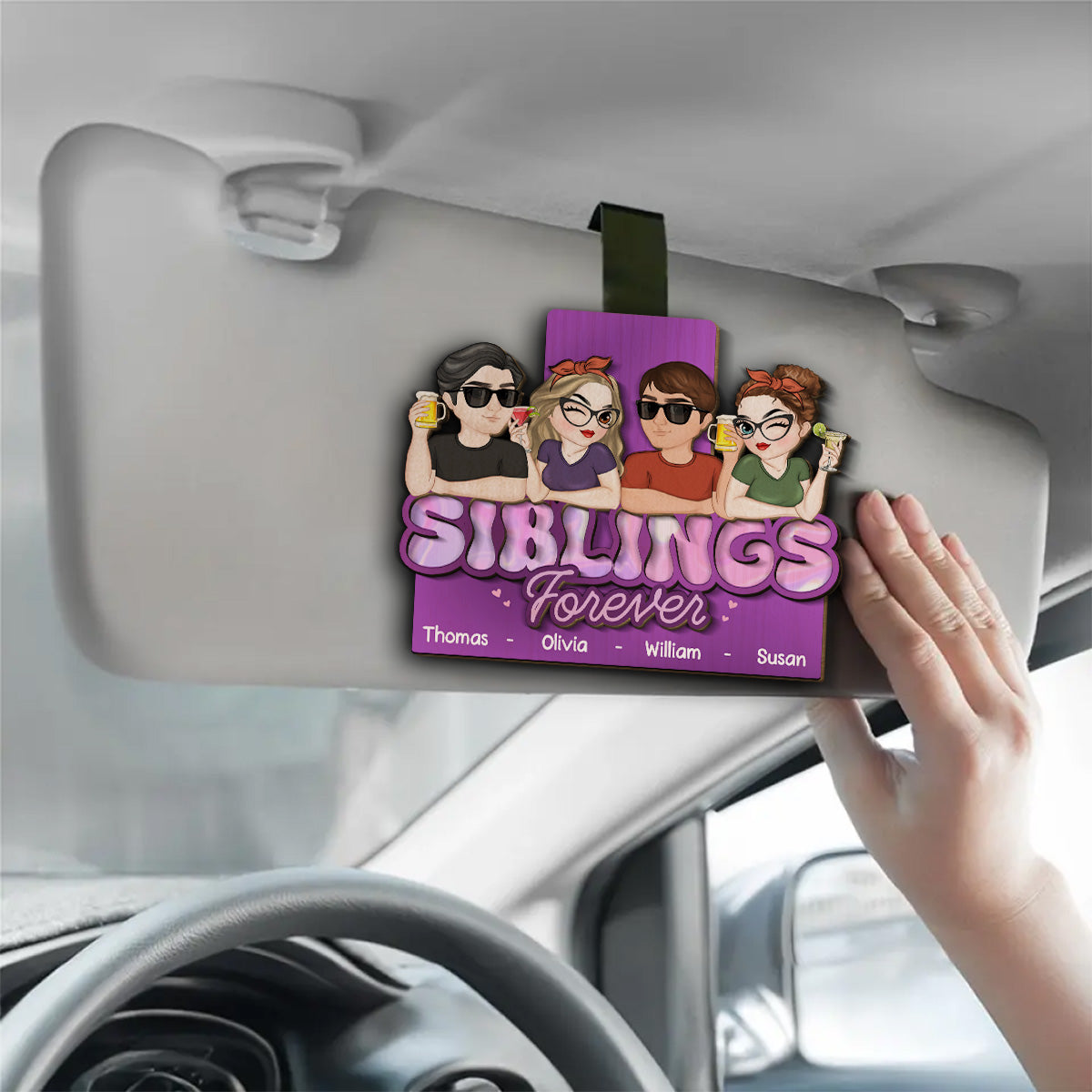 Brother And Sister Forever - Personalized Car Visor Clip