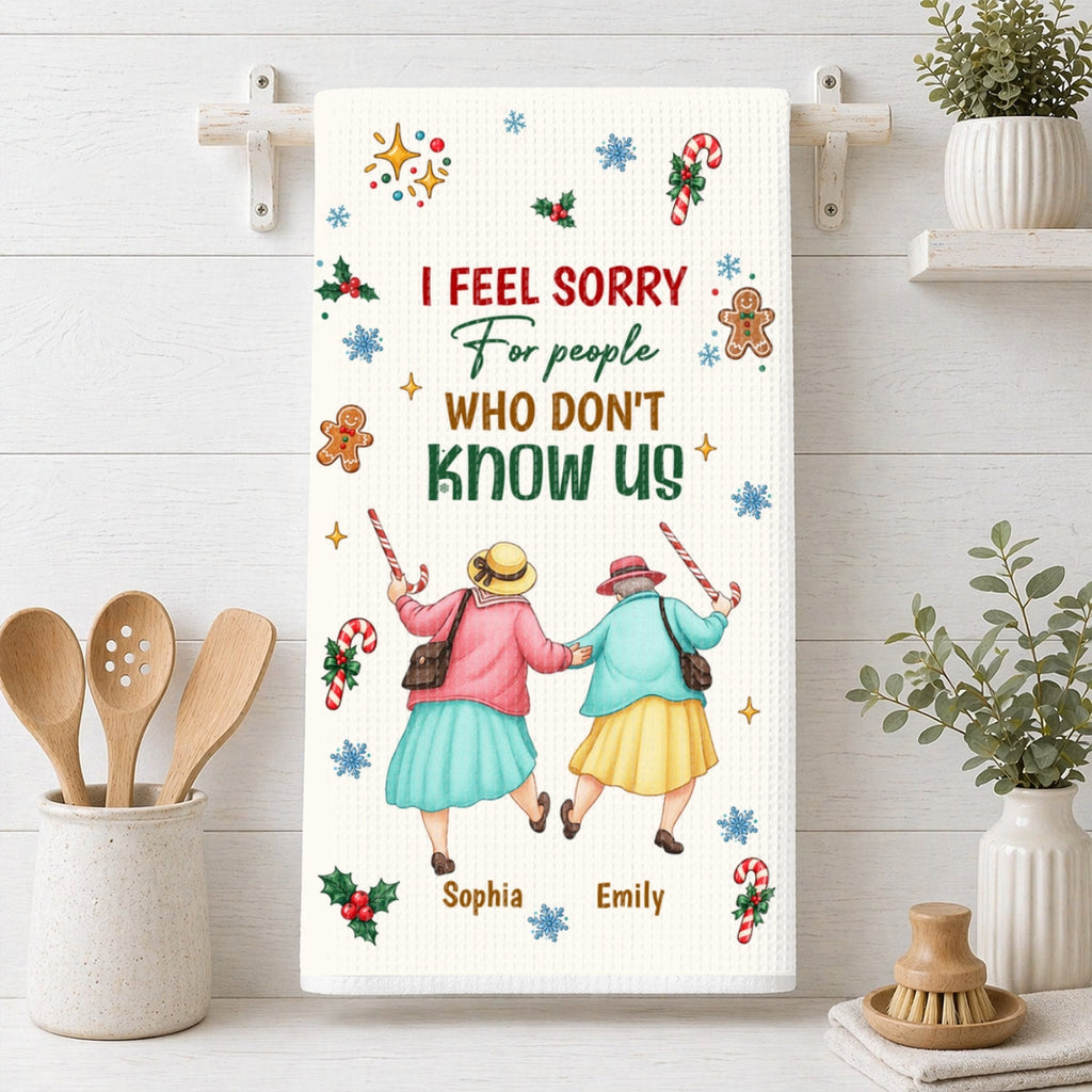 Custom Sister Kitchen Towel With Names, Birthday Christmas Gift For Sister Sibling • Funny Besties - Personalized Kitchen Towel