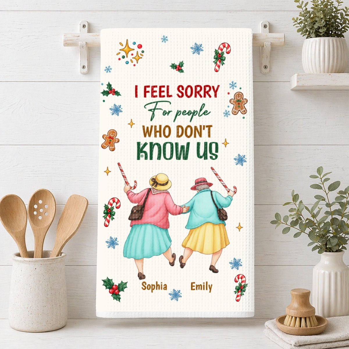 Custom Sister Kitchen Towel With Names, Birthday Christmas Gift For Sister Sibling • Funny Besties - Personalized Kitchen Towel
